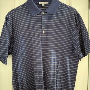 Peter Millar Navy and White Striped Polo Shirt